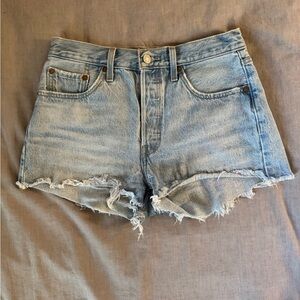 Levi's Blue Jean Shorts Distressed Frayed Hem